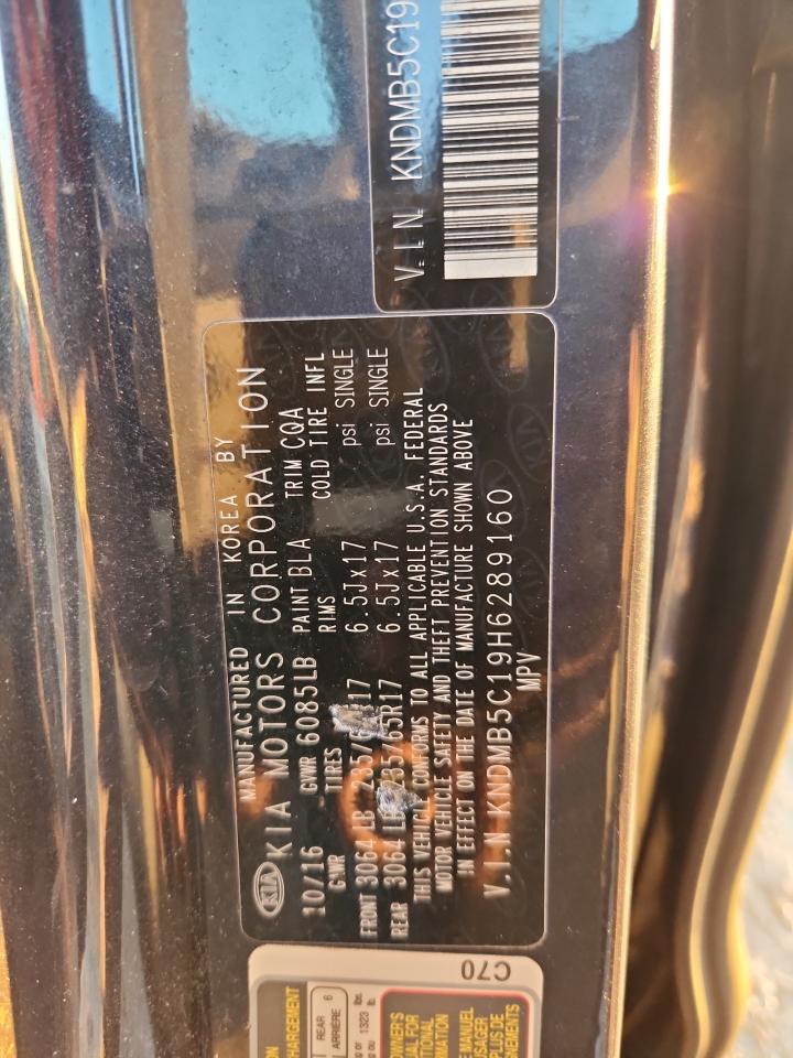 2017 Kia Sedona Lx VIN: KNDMB5C19H6289160 Lot: 91251675