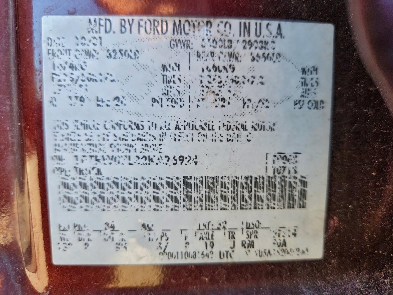 2002 Ford F150 Supercrew VIN: 1FTRW07L32KA76924 Lot: 94323175