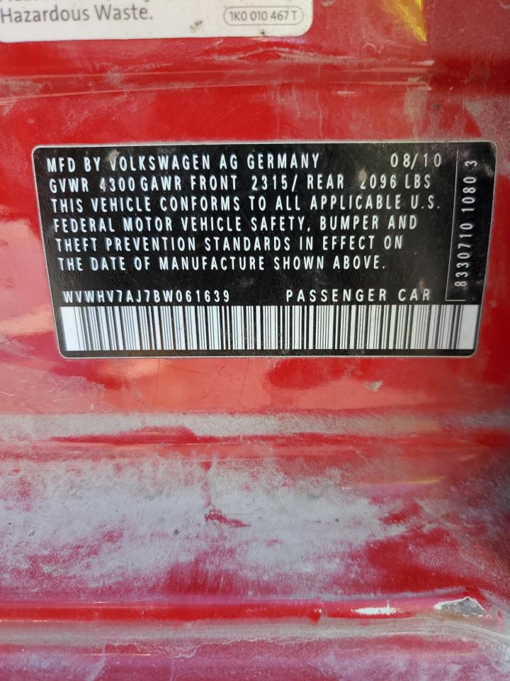 2011 Volkswagen Gti VIN: WVWHV7AJ7BW061639 Lot: 91515305