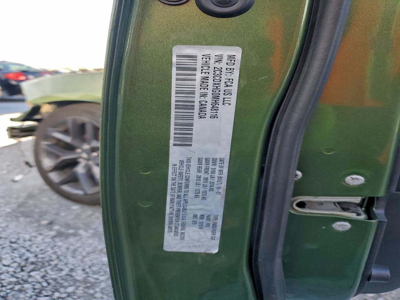 2021 Dodge Charger Gt VIN: 2C3CDXHG0MH648116 Lot: 93295895