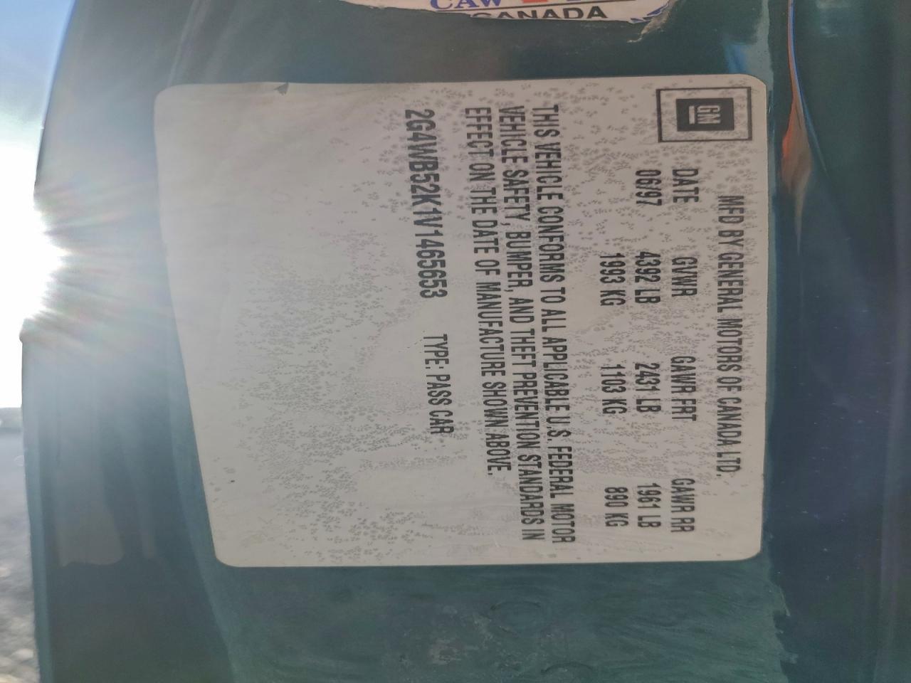 1997 Buick Regal Ls VIN: 2G4WB52K1V1465653 Lot: 94077345