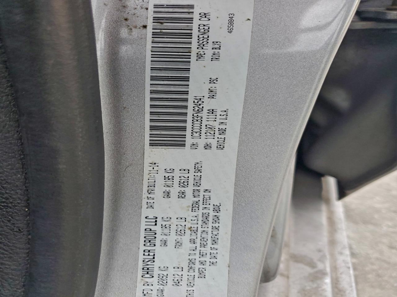 2015 Chrysler 200 C VIN: 1C3CCCCB3FN624541 Lot: 94154215