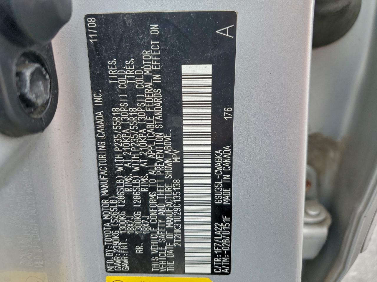 2009 Lexus Rx 350 VIN: 2T2HK31U29C135138 Lot: 93961415