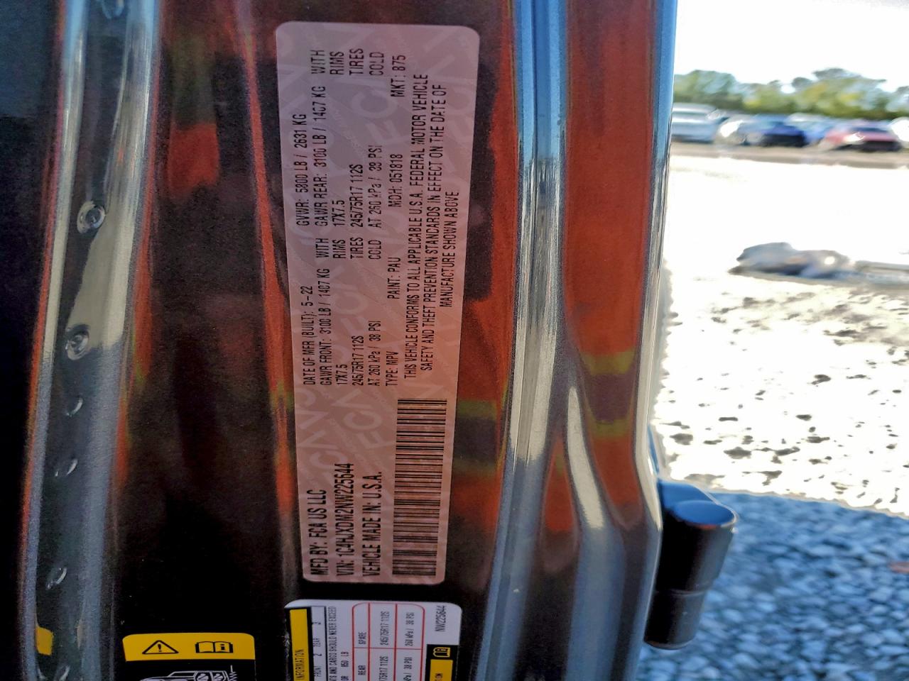 2022 Jeep Wrangler Unlimited Sport VIN: 1C4HJXDM2NW225644 Lot: 93839655