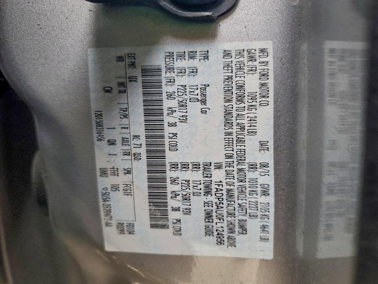 2015 Ford C-Max Se VIN: 1FADP5AU0FL124956 Lot: 93906255