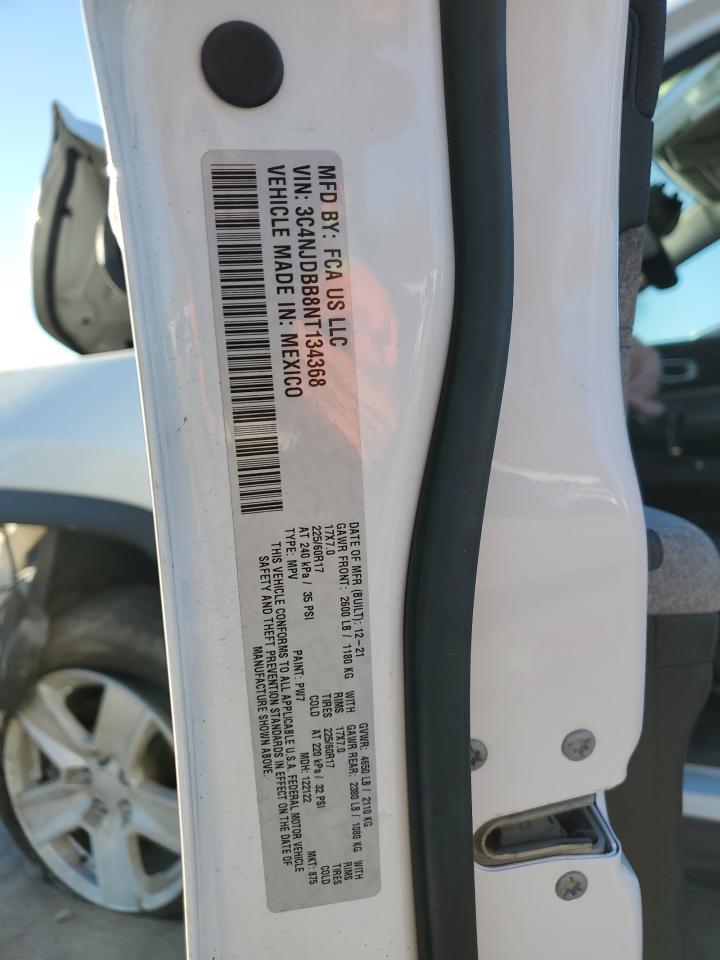 2022 Jeep Compass Latitude VIN: 3C4NJDBB8NT134368 Lot: 91384515