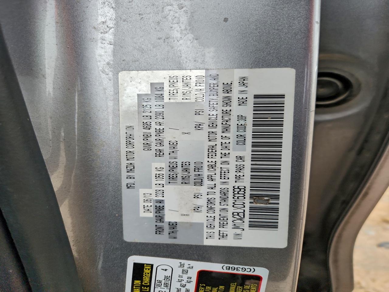 2013 Mazda 5 VIN: JM1CW2BLXD0160696 Lot: 94482465