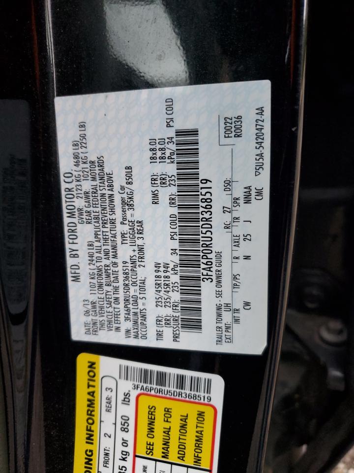 2013 Ford Fusion Titanium Hev VIN: 3FA6P0RU5DR368519 Lot: 93022625