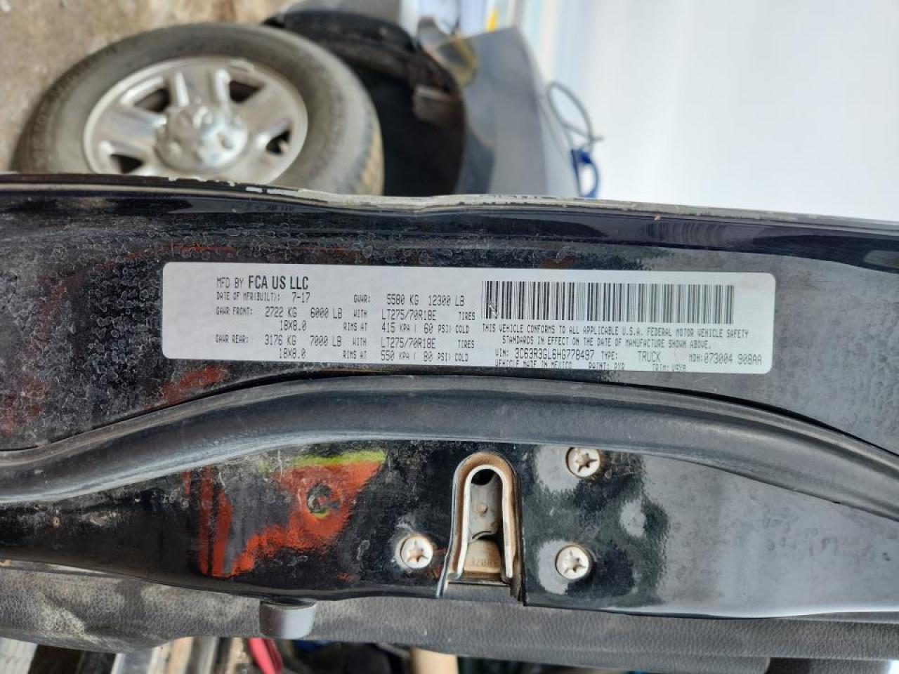 2017 Ram 3500 Flatbed Truck VIN: 3C63R3GL6HG778497 Lot: 93312285