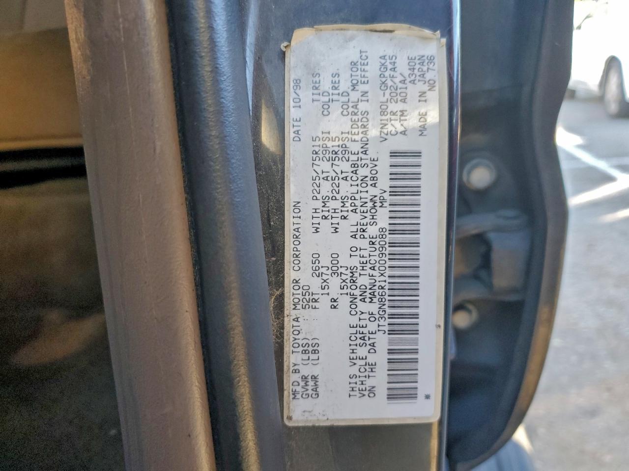 1999 Toyota 4Runner Sr5 VIN: JT3GN86R1X0099088 Lot: 94594465