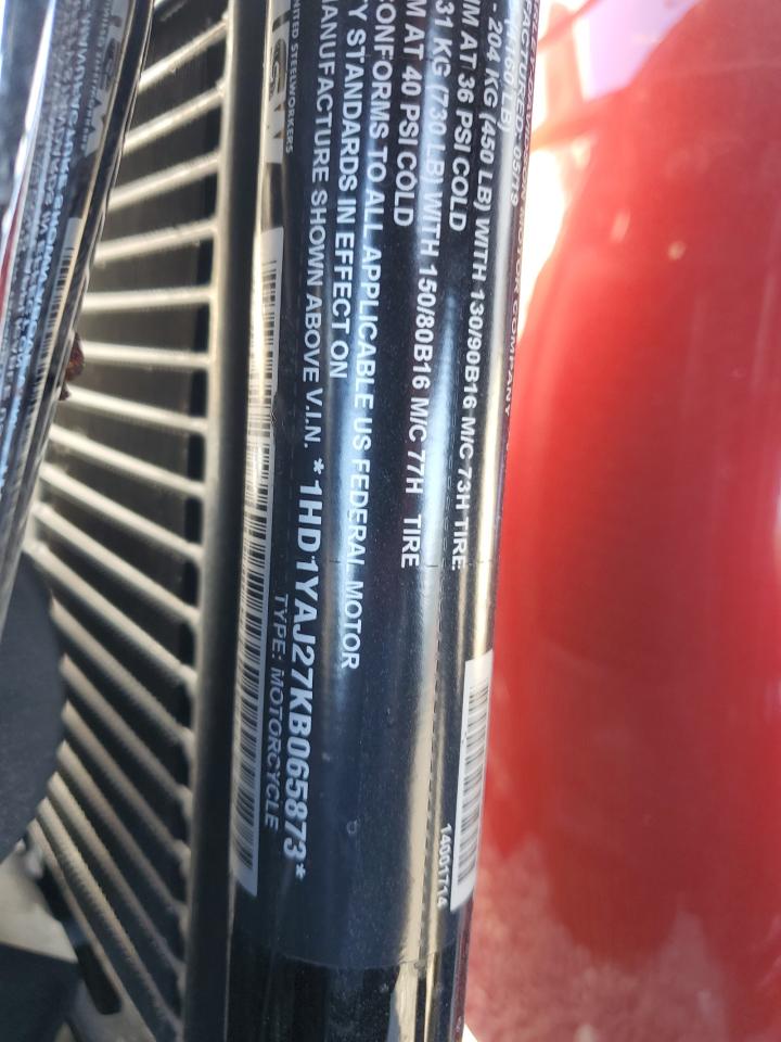 2019 Harley-Davidson Flhc VIN: 1HD1YAJ27KB065873 Lot: 91017305