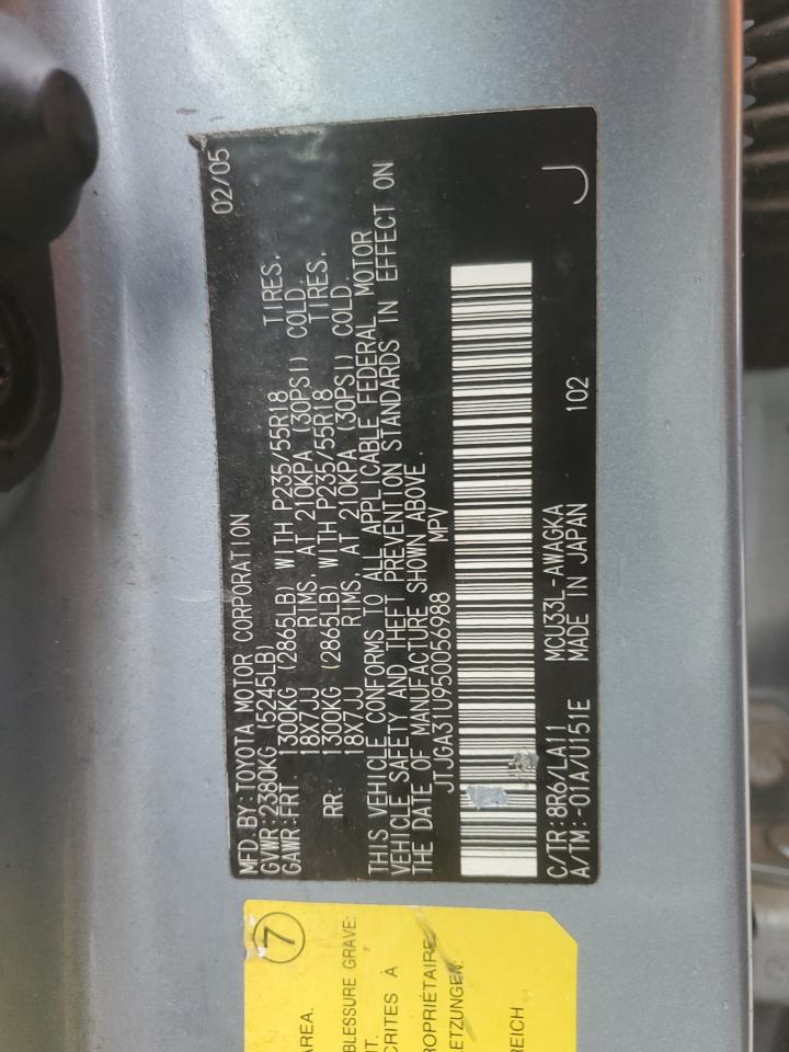 2005 Lexus Rx 330 VIN: JTJGA31U950056988 Lot: 93843215