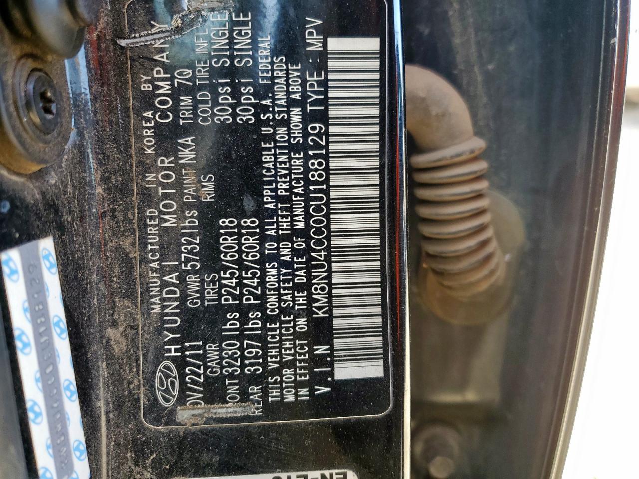 2012 Hyundai Veracruz Gls VIN: KM8NU4CC0CU188129 Lot: 91858735