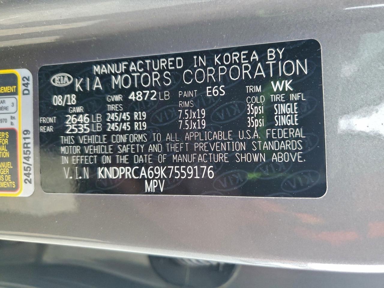 2019 Kia Sportage Sx VIN: KNDPRCA69K7559176 Lot: 93993145