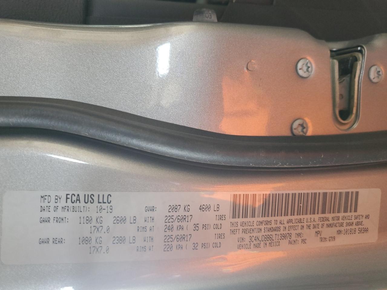 2020 Jeep Compass Latitude VIN: 3C4NJDBB6LT139078 Lot: 92233485