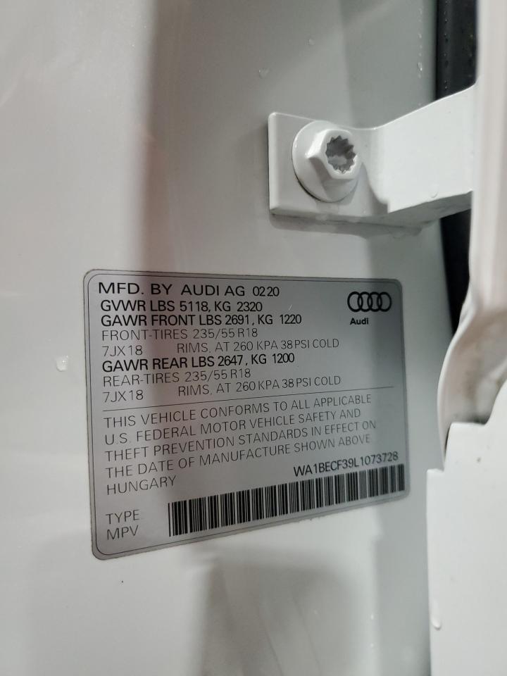 2020 Audi Q3 Premium Plus VIN: WA1BECF39L1073728 Lot: 93612015