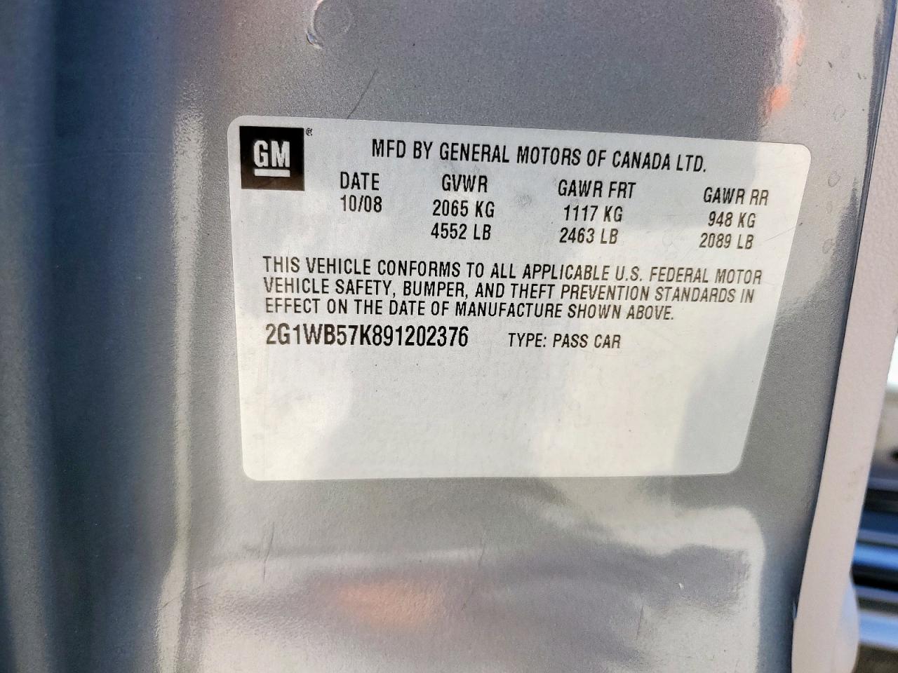 2009 Chevrolet Impala Ls VIN: 2G1WB57K891202376 Lot: 92041835