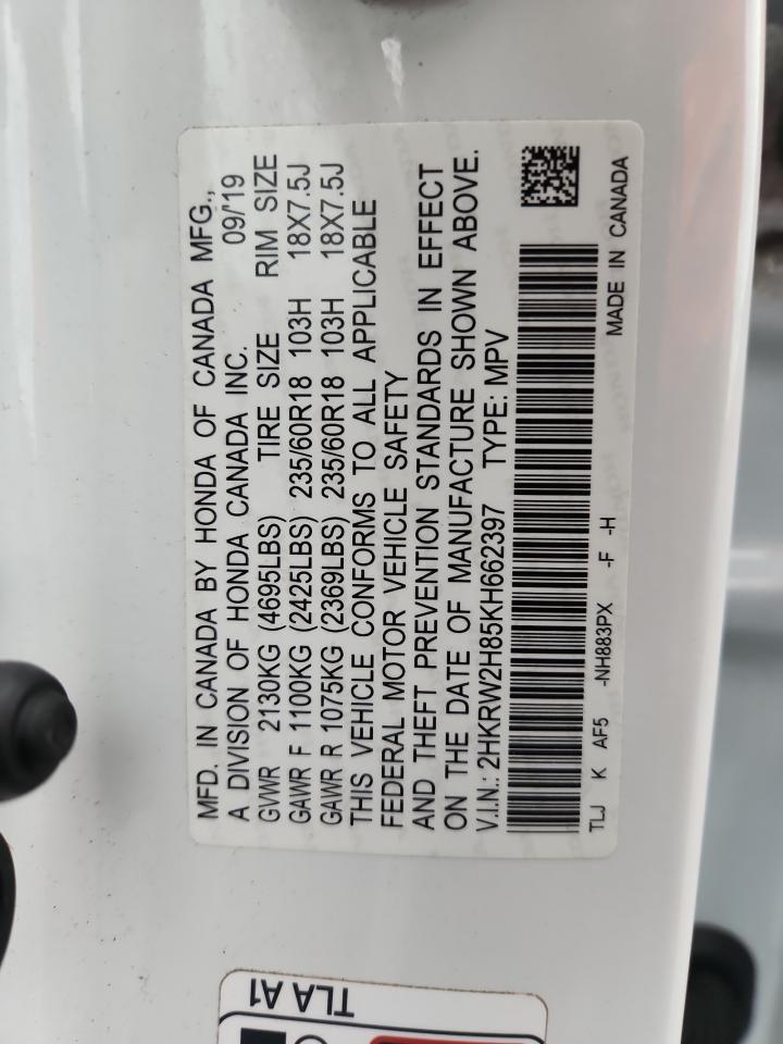 2019 Honda Cr-V Exl VIN: 2HKRW2H85KH662397 Lot: 90265925