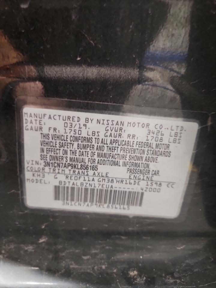 2019 Nissan Versa S VIN: 3N1CN7AP9KL856165 Lot: 93810985