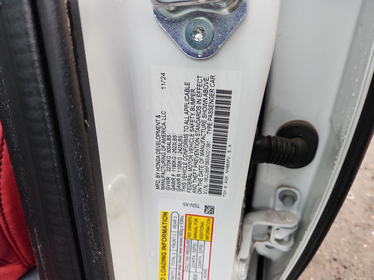 2025 Acura Tlx A-Spec VIN: 19UUB6F58SA001381 Lot: 92908985