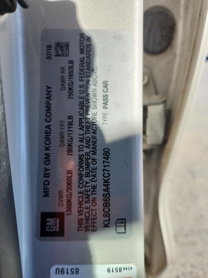 2019 Chevrolet Spark Ls VIN: KL8CB6SA4KC717480 Lot: 91117335