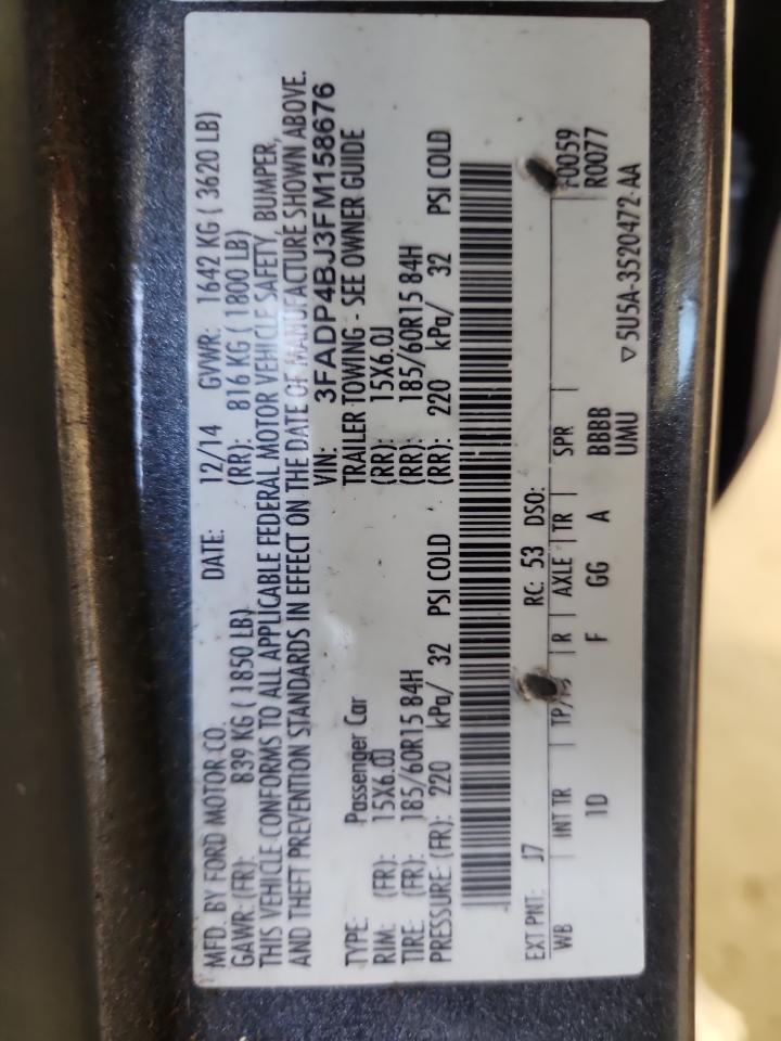 2015 Ford Fiesta Se VIN: 3FADP4BJ3FM158676 Lot: 92877465