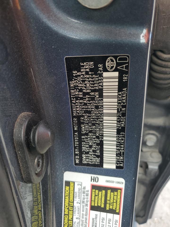 2016 Toyota Corolla L VIN: 2T1BURHE8GC687861 Lot: 92484085