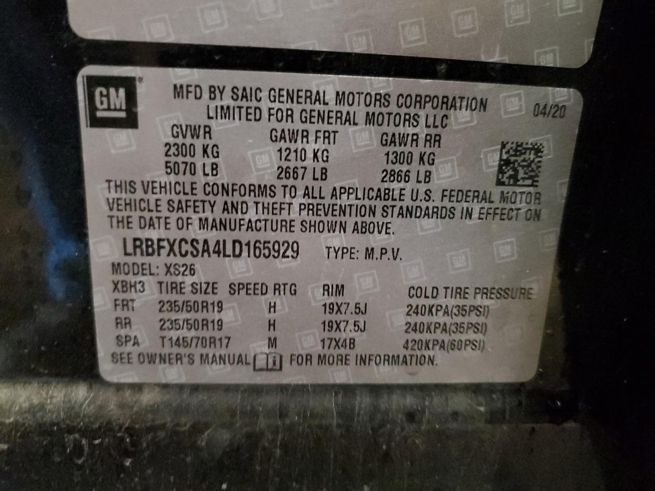2020 Buick Envision Essence VIN: LRBFXCSA4LD165929 Lot: 92583635