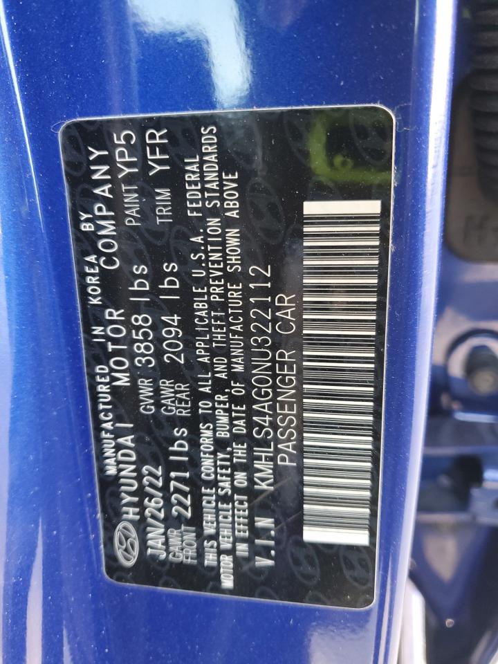 2022 Hyundai Elantra Sel VIN: KMHLS4AG0NU322112 Lot: 90749065