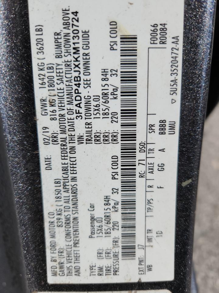 2019 Ford Fiesta Se VIN: 3FADP4BJXKM130724 Lot: 91517635