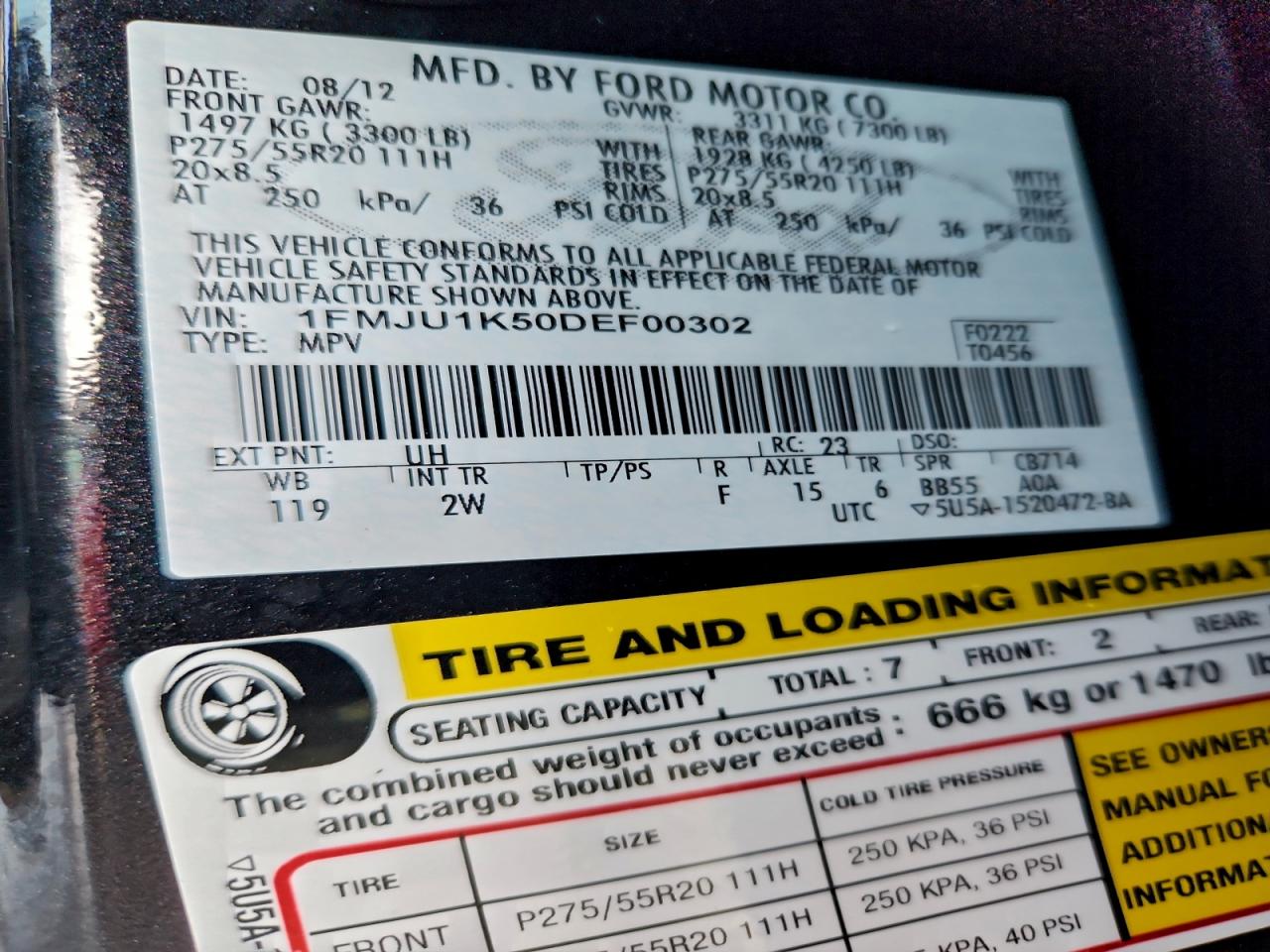 2013 Ford Expedition Limited VIN: 1FMJU1K50DEF00302 Lot: 93881565