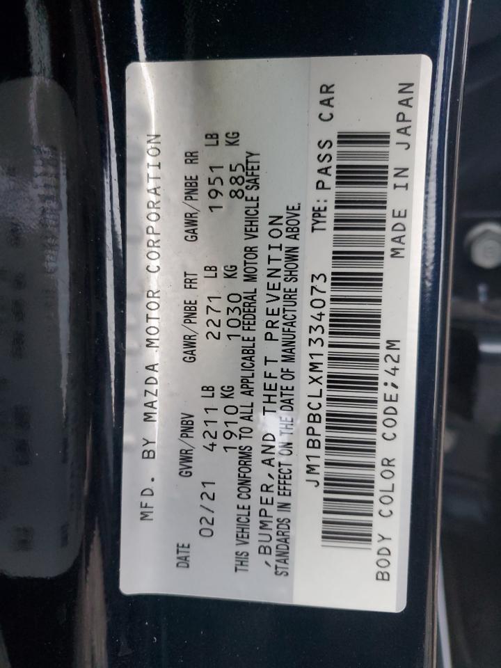 2021 Mazda 3 Preferred VIN: JM1BPBCLXM1334073 Lot: 92009265