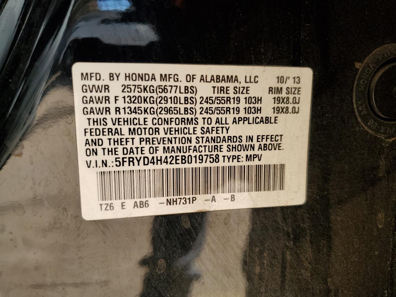2014 Acura Mdx Technology VIN: 5FRYD4H42EB019758 Lot: 92468675