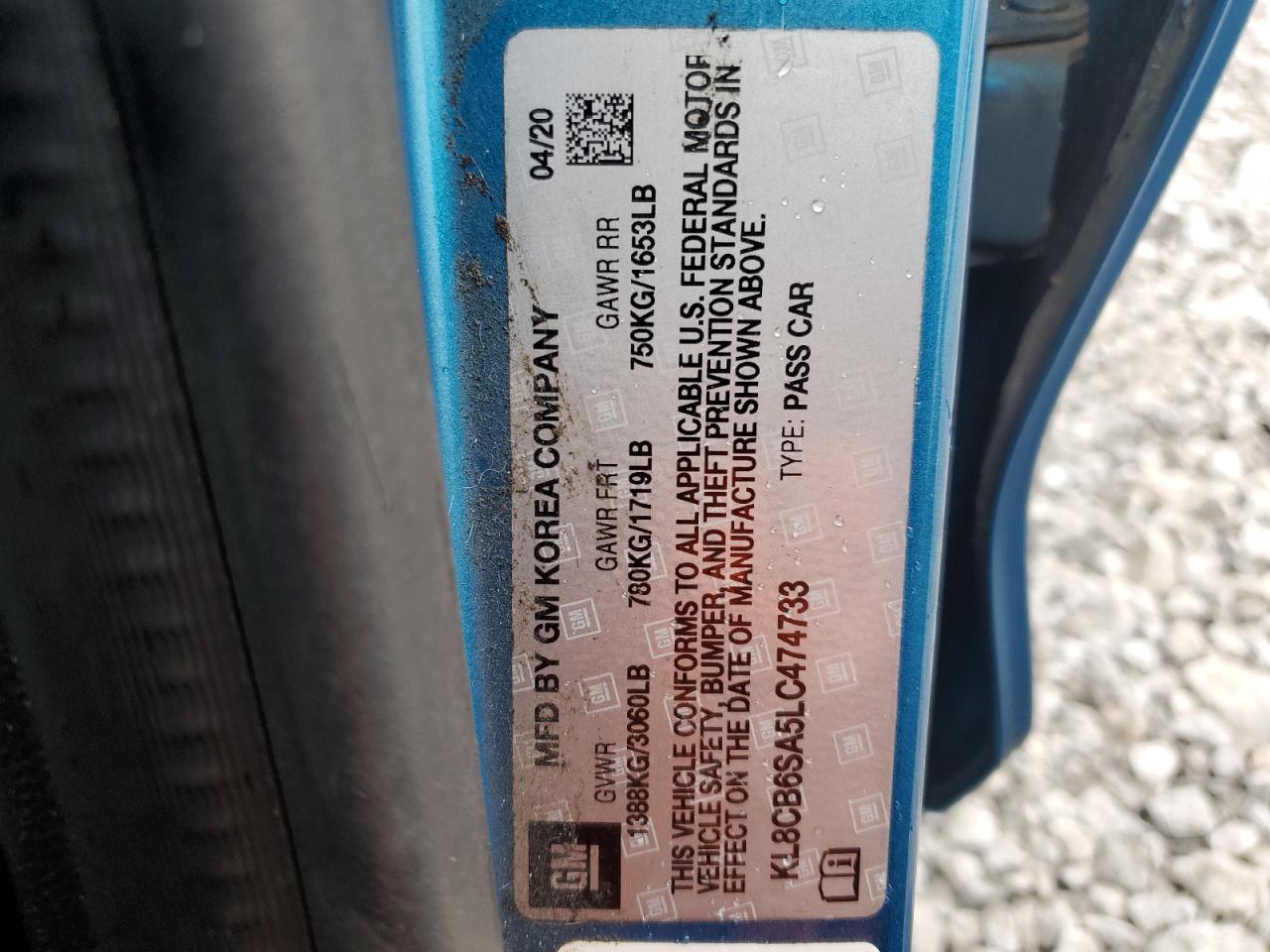 2020 Chevrolet Spark Ls VIN: KL8CB6SA5LC474733 Lot: 92624945