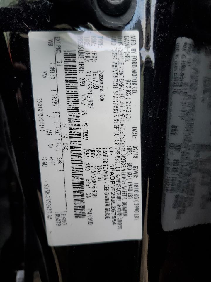 2018 Ford Focus Se VIN: 1FADP3F29JL267554 Lot: 91785765