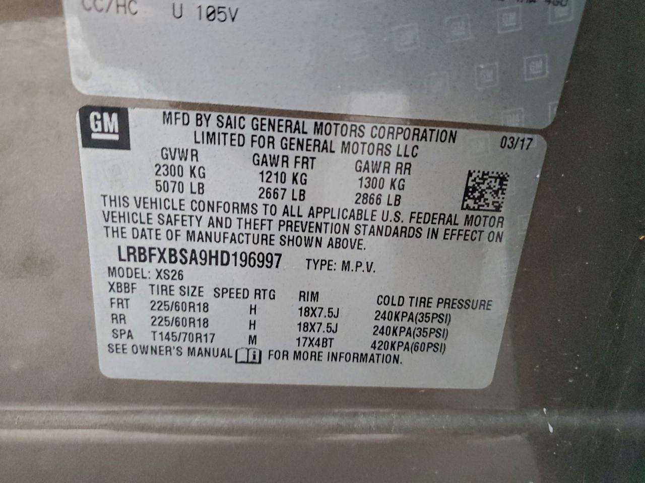 2017 Buick Envision Essence VIN: LRBFXBSA9HD196997 Lot: 93714025