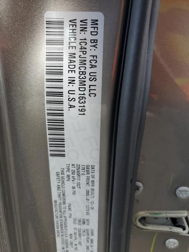 2021 Jeep Cherokee Latitude VIN: 1C4PJMCB3MD163191 Lot: 90245395