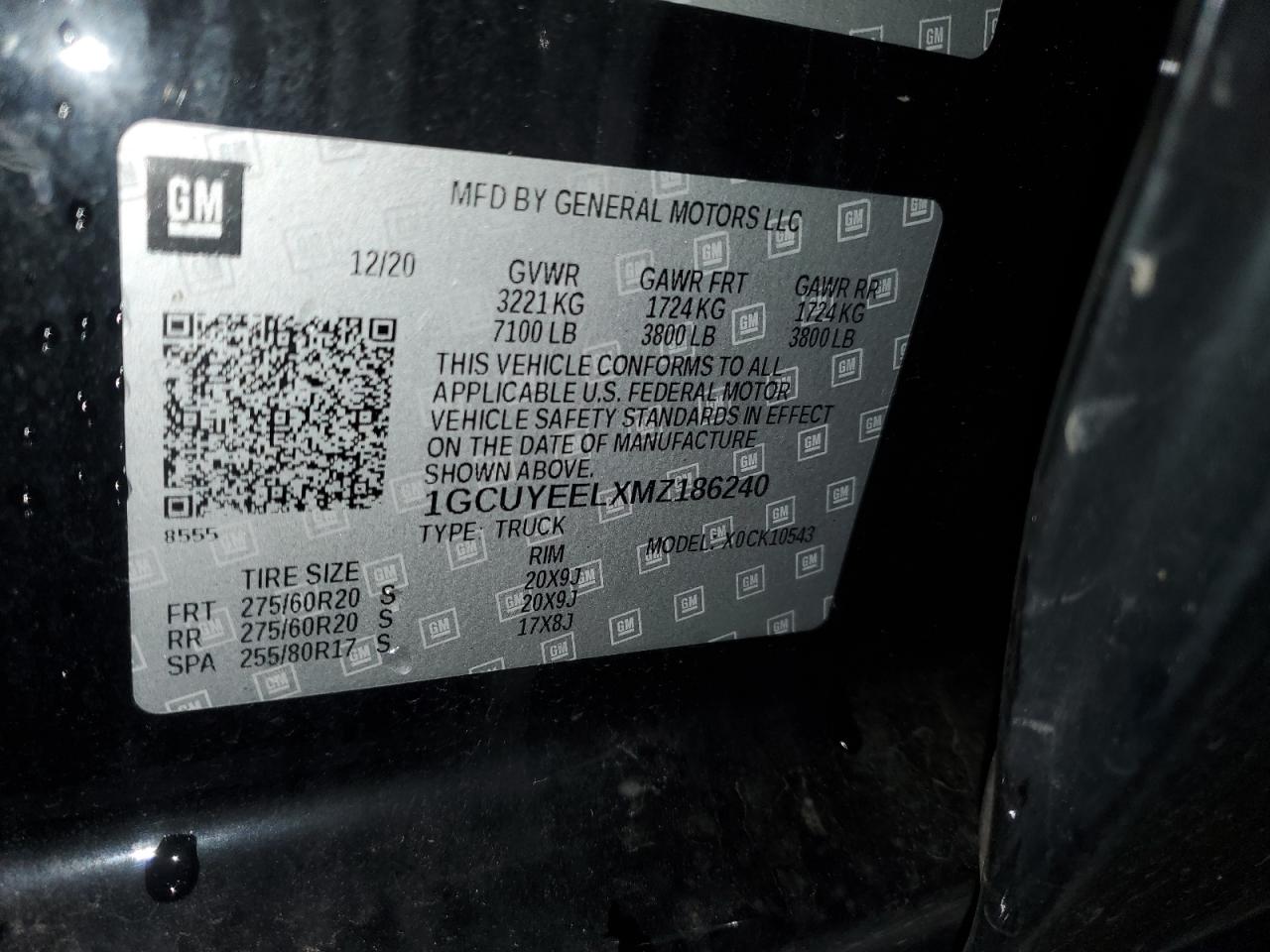 2021 Chevrolet Silverado K1500 Rst VIN: 1GCUYEELXMZ186240 Lot: 91169905