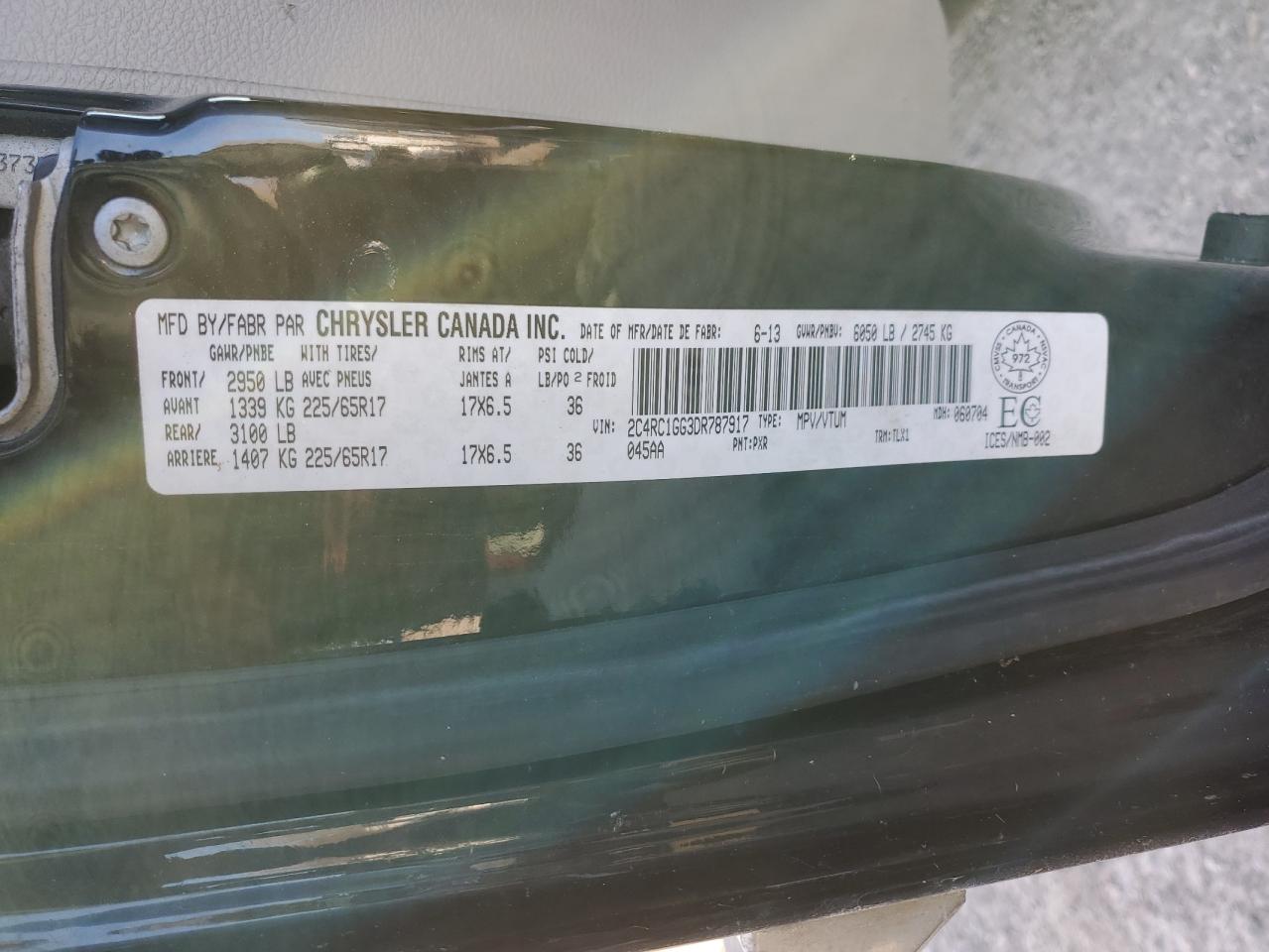 2013 Chrysler Town & Country Limited VIN: 2C4RC1GG3DR787917 Lot: 90426675