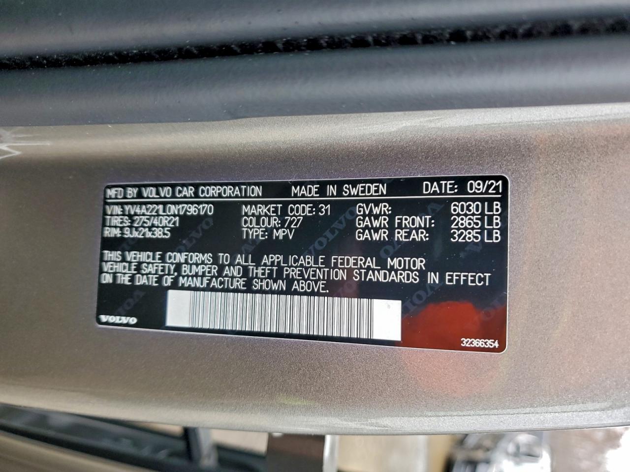 2022 Volvo Xc90 T6 Inscription VIN: YV4A221L0N1796170 Lot: 93565295