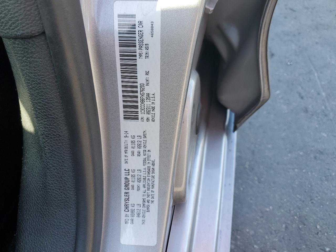 2015 Chrysler 200 Limited VIN: 1C3CCCAB6FN576293 Lot: 93076095