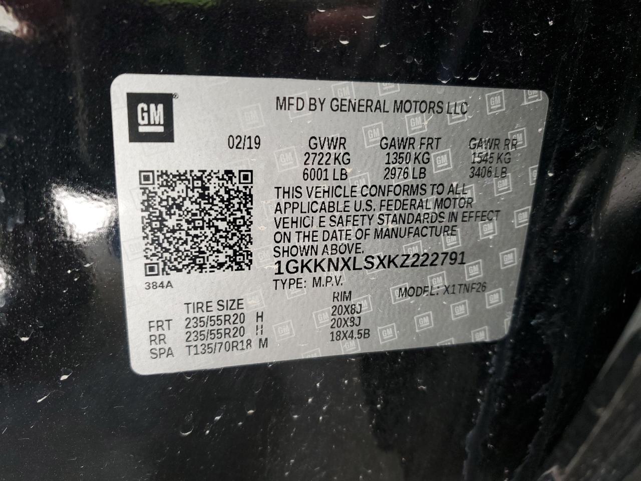 2019 GMC Acadia Denali VIN: 1GKKNXLSXKZ222791 Lot: 92386005