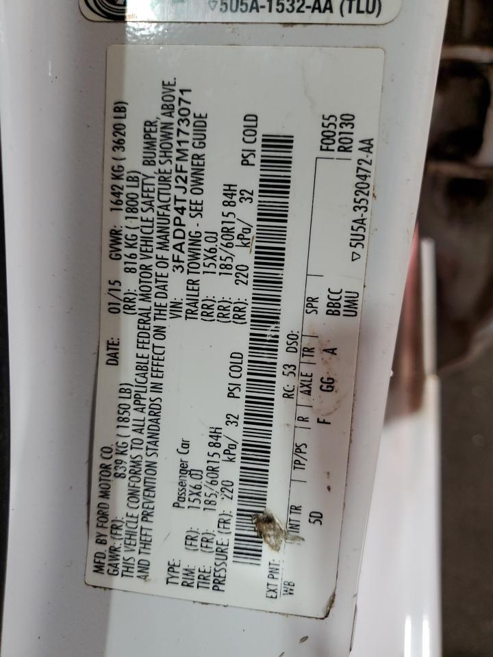 2015 Ford Fiesta S VIN: 3FADP4TJ2FM173071 Lot: 91006515