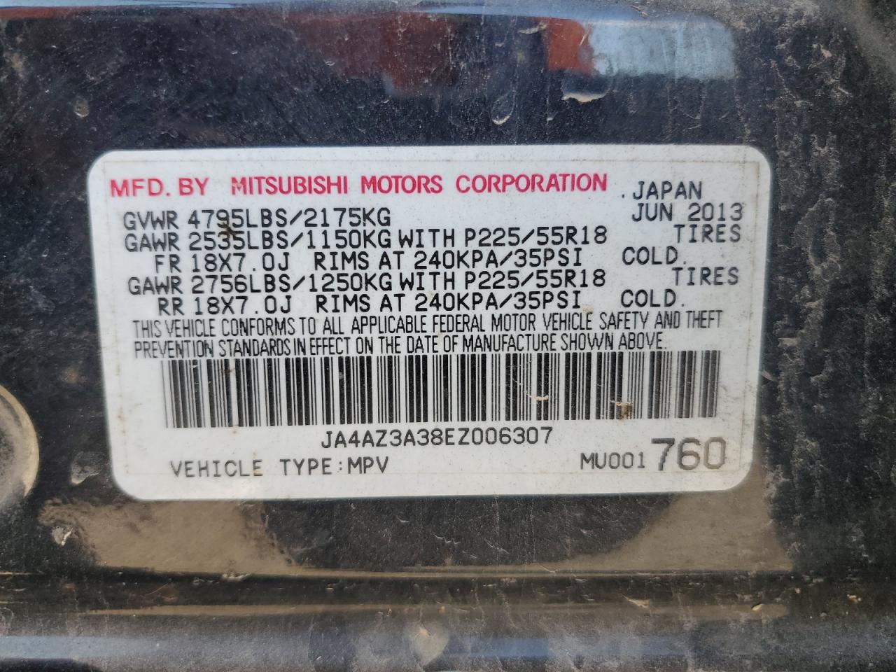 2014 Mitsubishi Outlander Se VIN: JA4AZ3A38EZ006307 Lot: 92478835