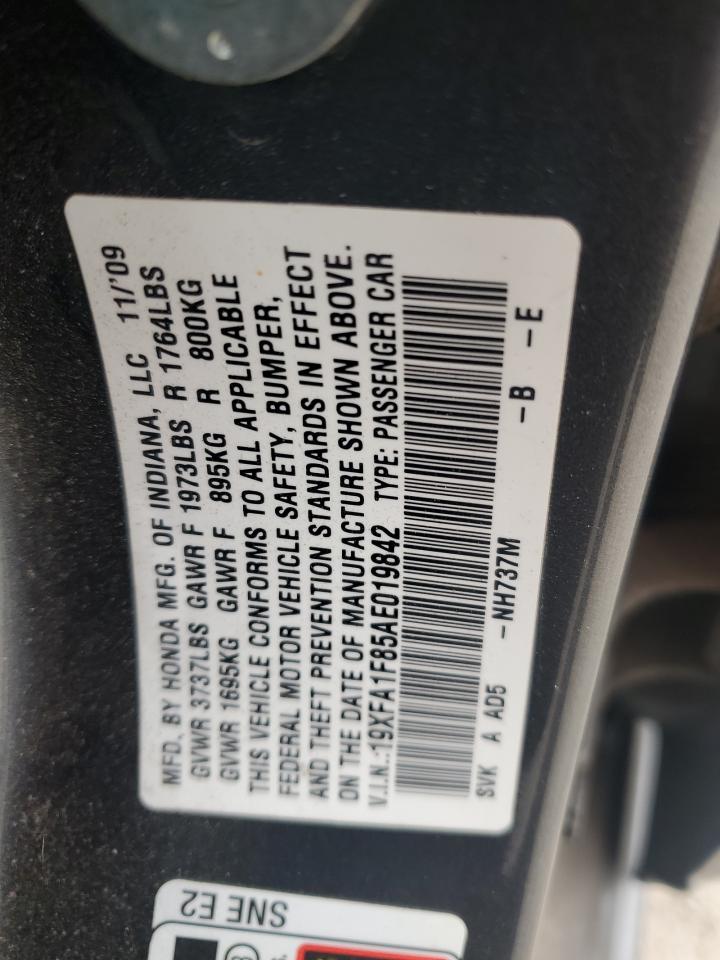 2010 Honda Civic Ex VIN: 19XFA1F85AE019842 Lot: 93929495