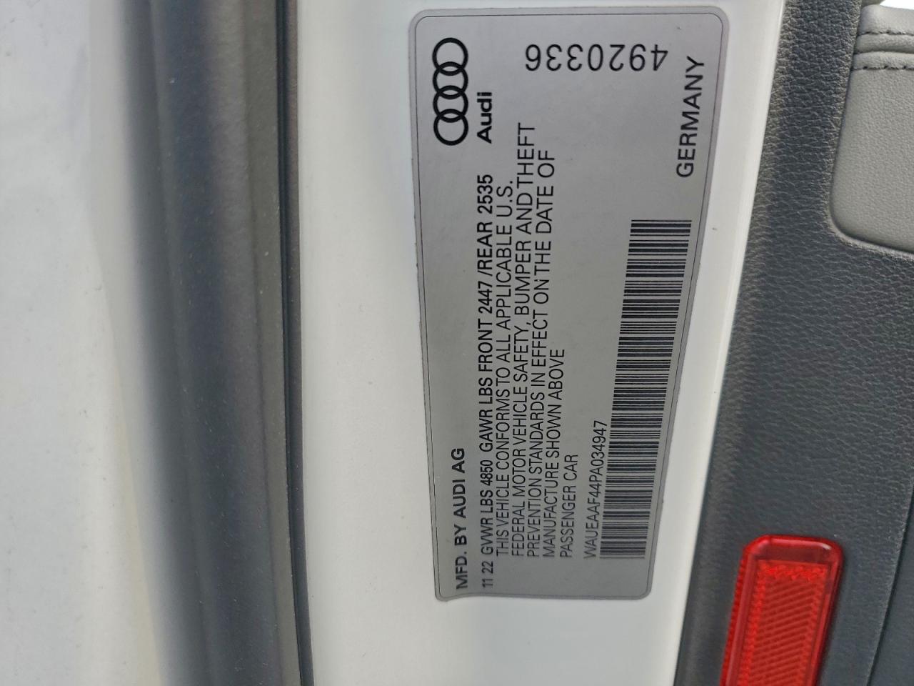 2023 Audi A4 Premium Plus 45 VIN: WAUEAAF44PA034947 Lot: 94063425