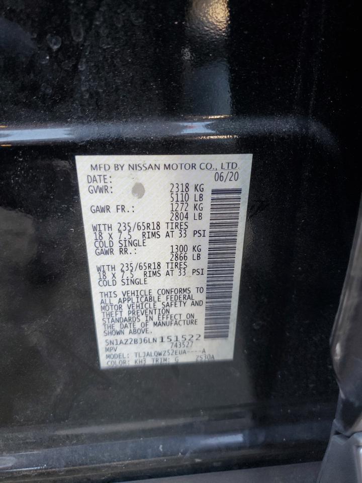 2020 Nissan Murano Sv VIN: 5N1AZ2BJ6LN151522 Lot: 93668465