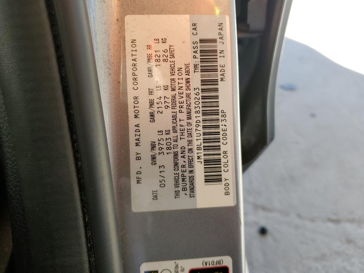 2013 Mazda 3 I VIN: JM1BL1U79D1830263 Lot: 92381725