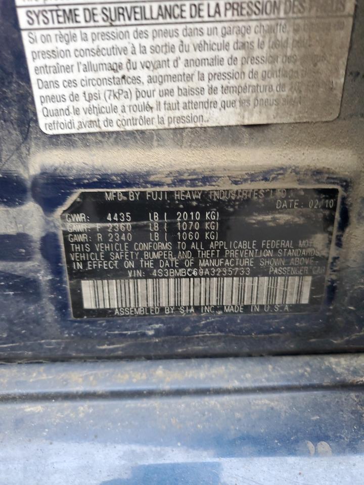 2010 Subaru Legacy 2.5I Premium VIN: 4S3BMBC69A3235733 Lot: 92501725