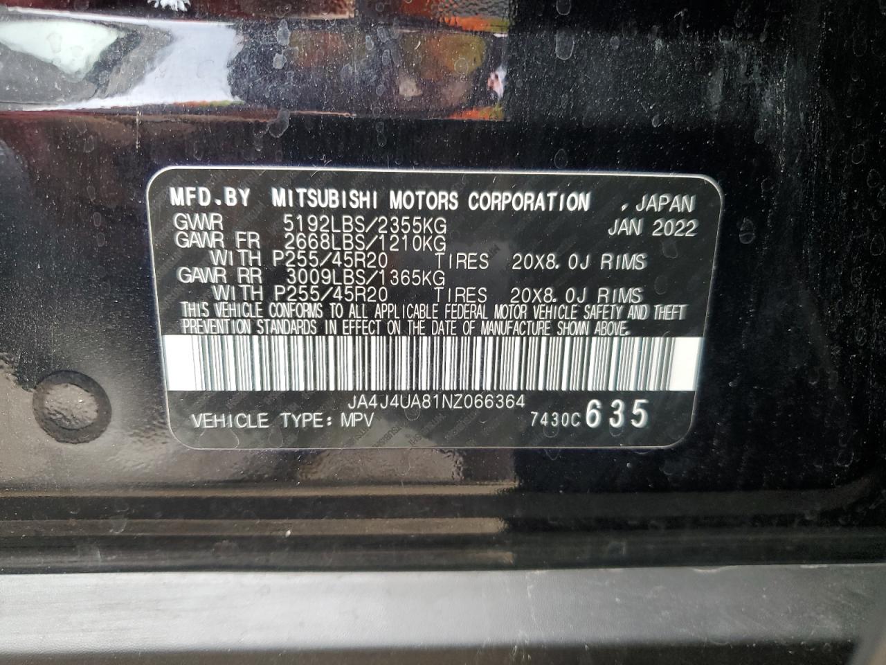 2022 Mitsubishi Outlander Se VIN: JA4J4UA81NZ066364 Lot: 93249045